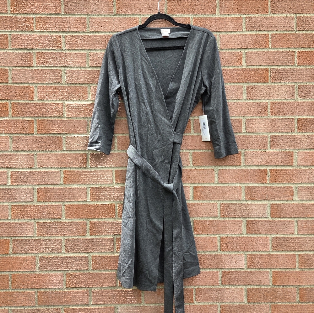 Persifor Louise Wrap Dress Jersey Stretch Knit 3/4 Sleeve Career Large